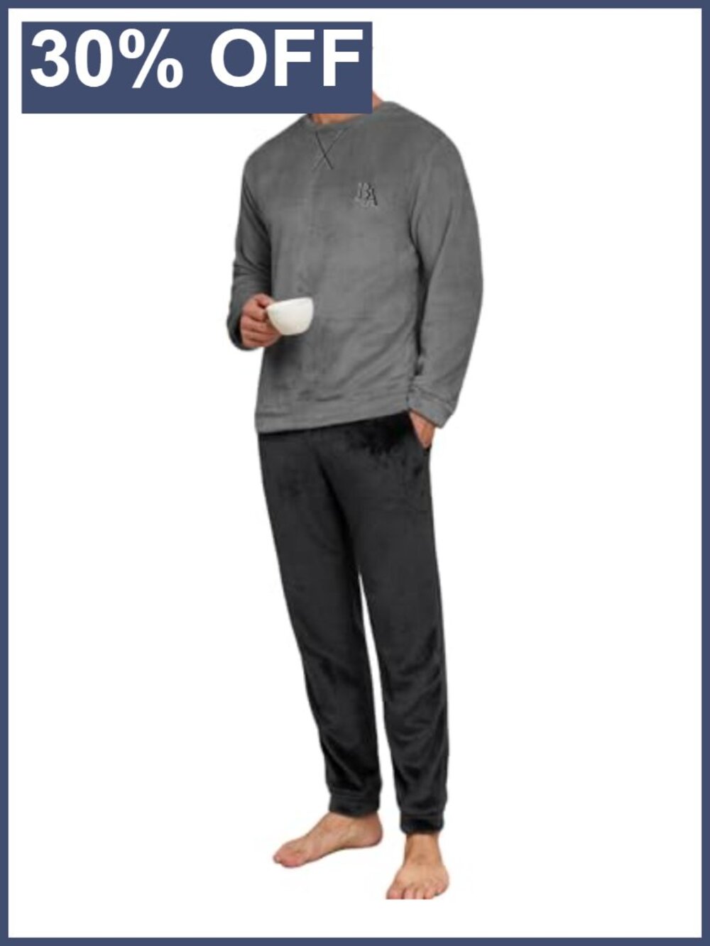 Mens Cotton Flannel Pajama Set 2-Piece Warm Lounge Sleepwear
